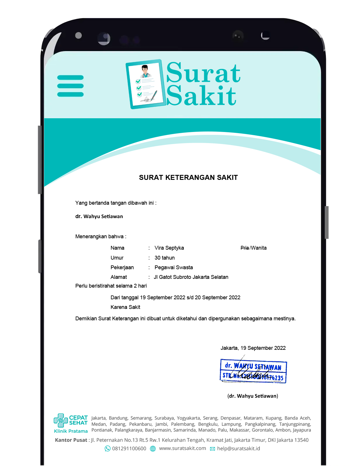 surat sakit online